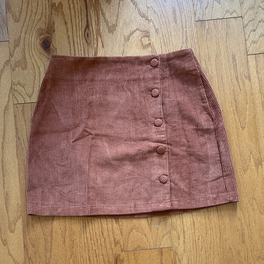Lulu's Rust Corduroy Mini Skirt